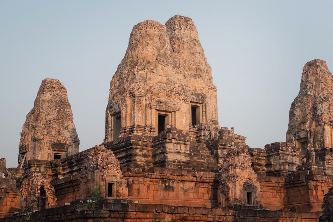 Pink sandstone carvings of Banteay Srei temple