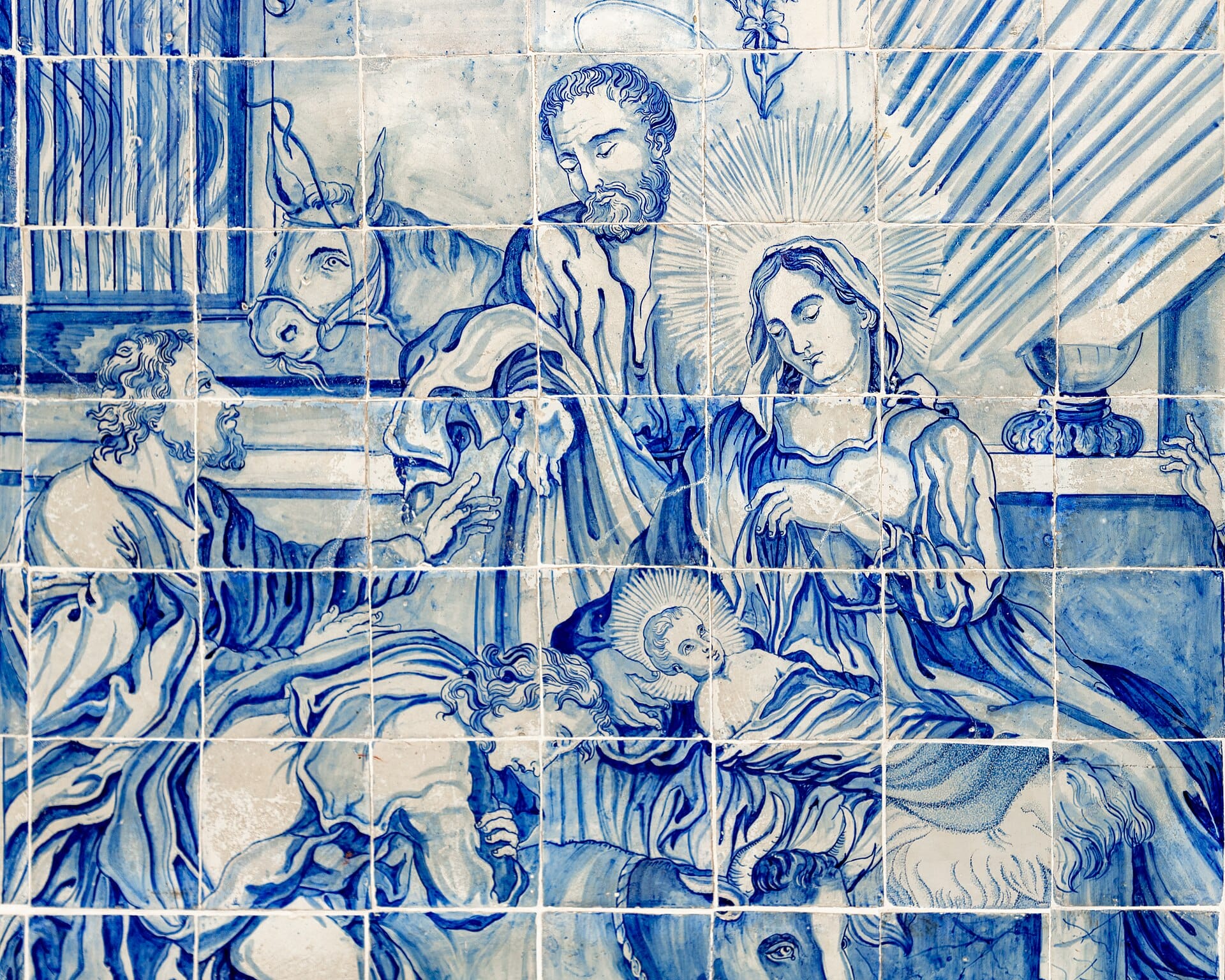 Blue-and-white azulejo tiles inside the Church of Nosso Senhor do Bonfim, Salvador