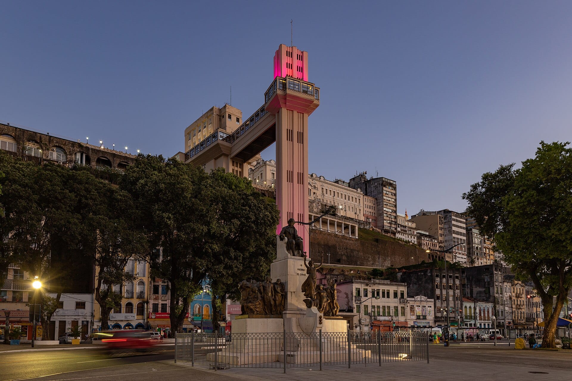 The Art Deco towers of the Elevador Lacerda above the bay in Salvador