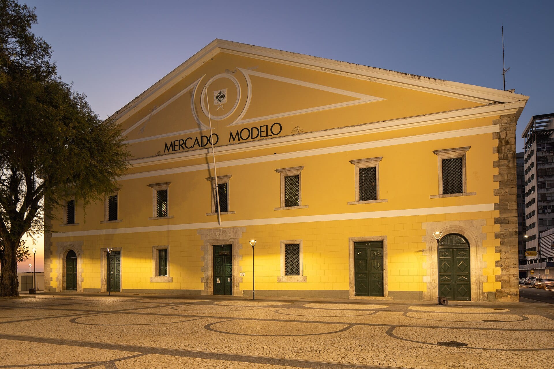 The neoclassical facade of the Mercado Modelo craft market in Salvador