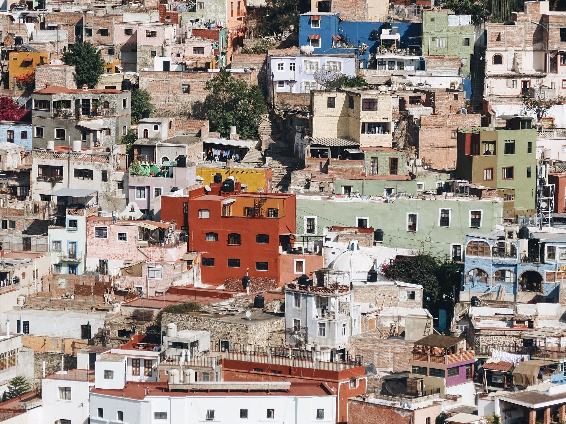View over the rooftops of Guanajuato from the Monumento al Pípila