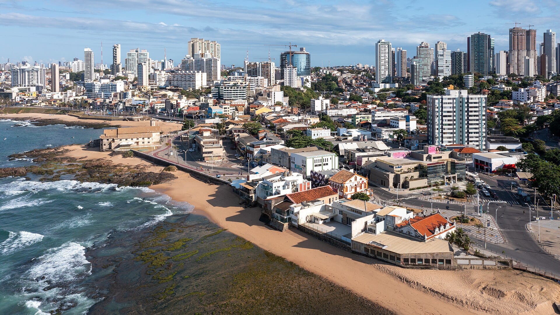 Aerial view of the coastal Rio Vermelho neighbourhood in Salvador
