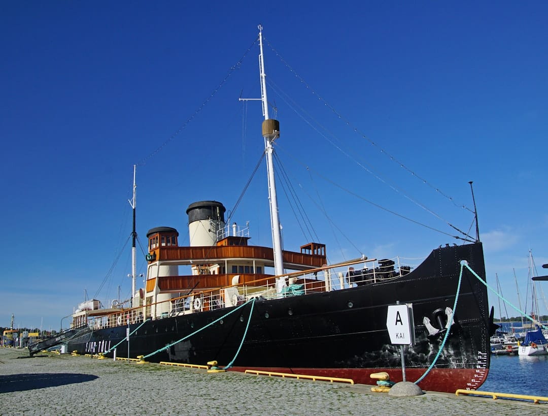 The historic steam icebreaker Suur Tõll moored outside the Seaplane Harbour maritime museum in Tallinn