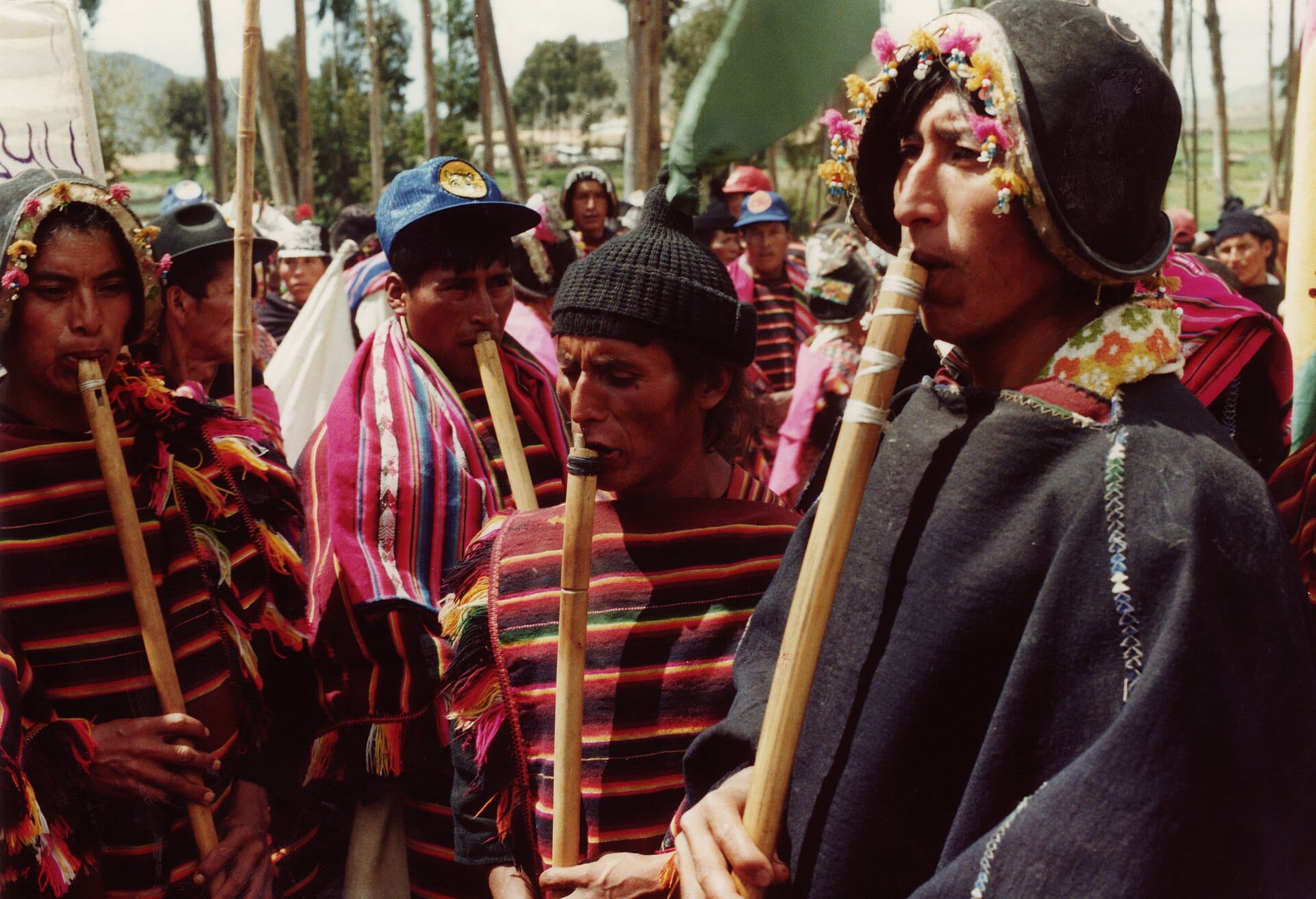 Yampara musicians in traditional dress at Tarabuco, near Sucre