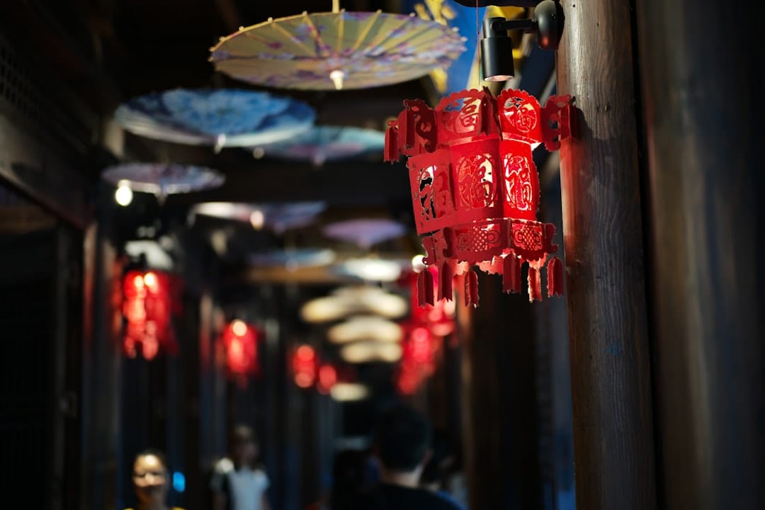Red lanterns over Kuanzhai Alley in Chengdu