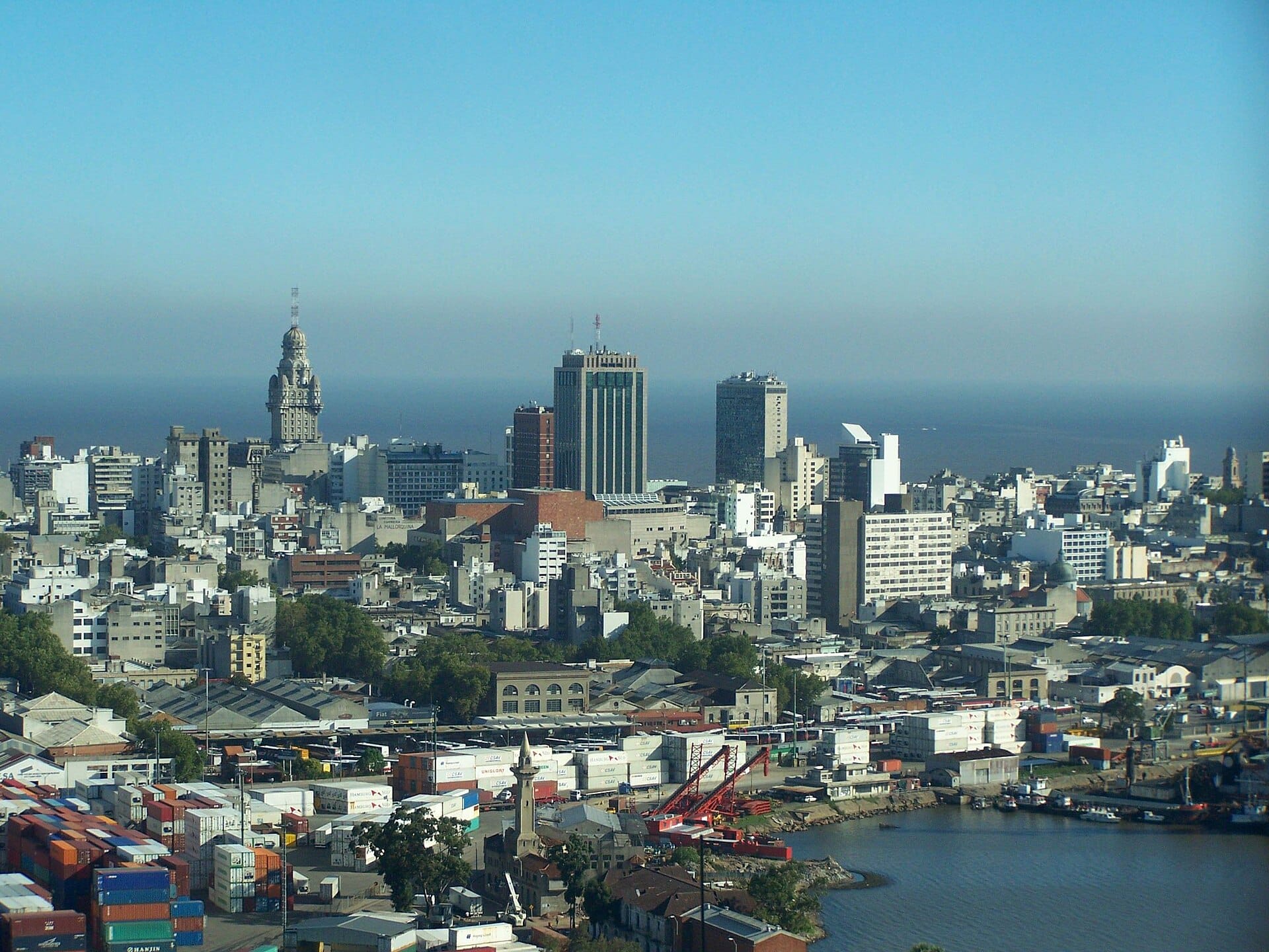 View over the rooftops of Ciudad Vieja and the port of Montevideo