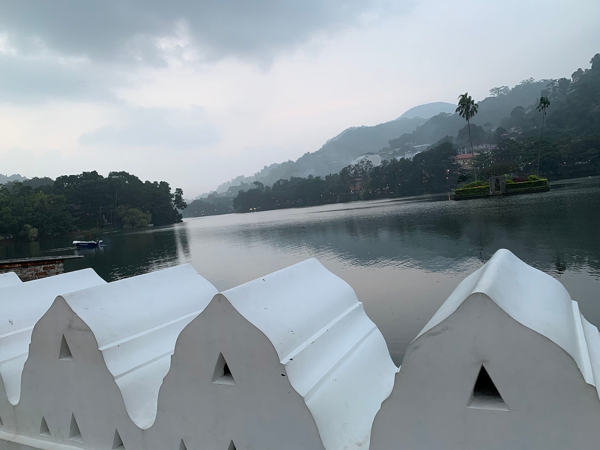Kandy Lake at dawn with the island pavilion