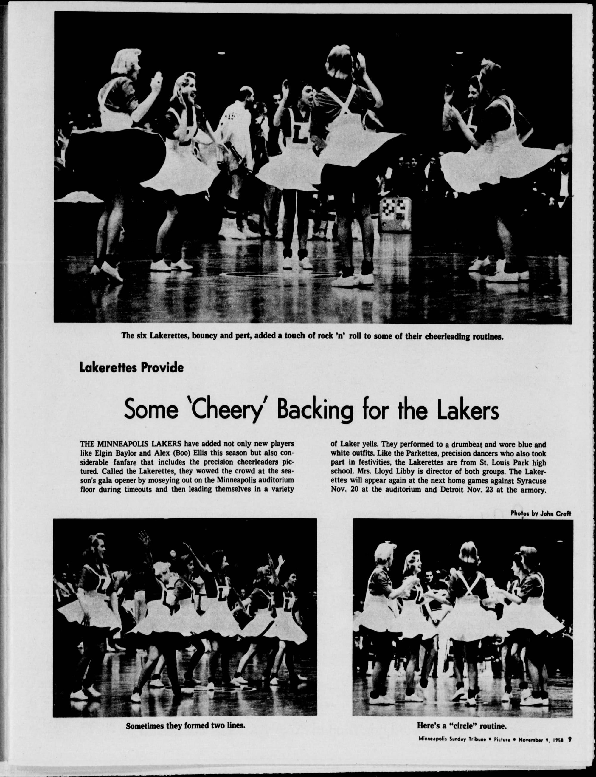 Les Lakerettes sont une des plus fameuses et marquantes attractions proposées par les Lakers lors de la saison de 1959. source : Star Tribune