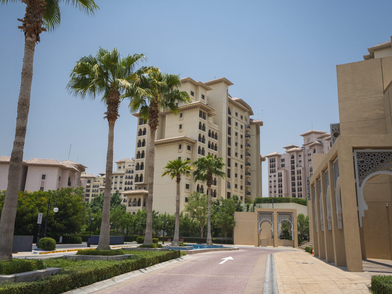 Palm courtyard at Al Andalus, Jumeirah Golf Estates