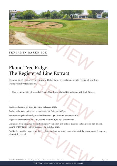 Page 1 of 9: the cover of the Flame Tree Ridge Line Extract, the full record, marked preview
