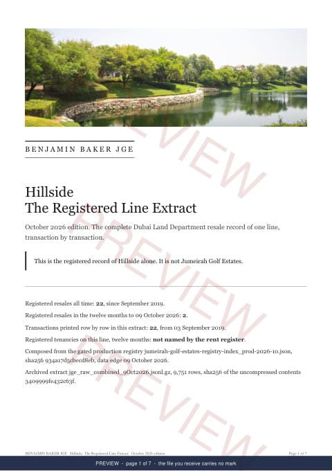 Page 1 of 7: the cover of the Hillside Line Extract, the full record, marked preview