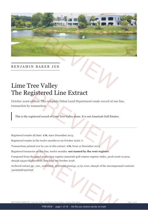 Page 1 of 18: the cover of the Lime Tree Valley Line Extract, the full record, marked preview