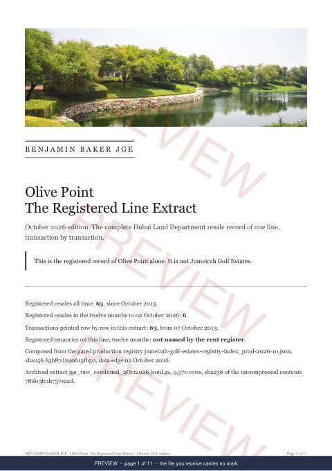 Page 1 of 11: the cover of the Olive Point Line Extract, the full record, marked preview