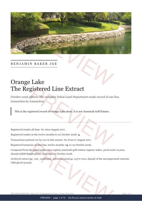 Page 1 of 12: the cover of the Orange Lake Line Extract, the full record, marked preview