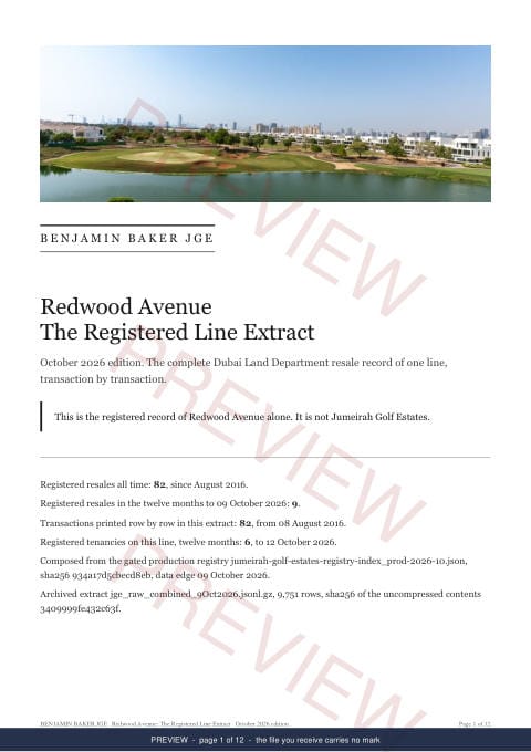 Page 1 of 12: the cover of the Redwood Avenue Line Extract, the full record, marked preview