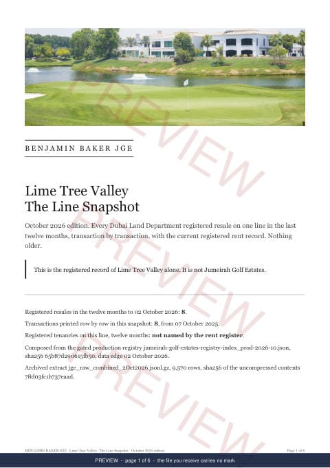Page 1 of 6: the cover of the Lime Tree Valley Line Snapshot, marked preview