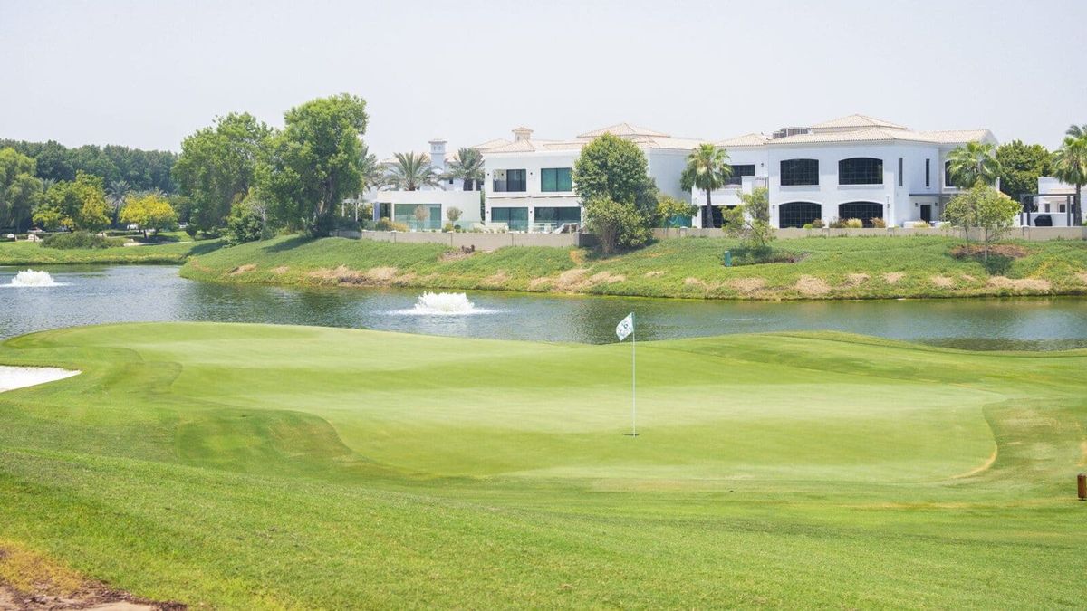 Lime Tree Valley villas across the lake on the Earth course, Jumeirah Golf Estates