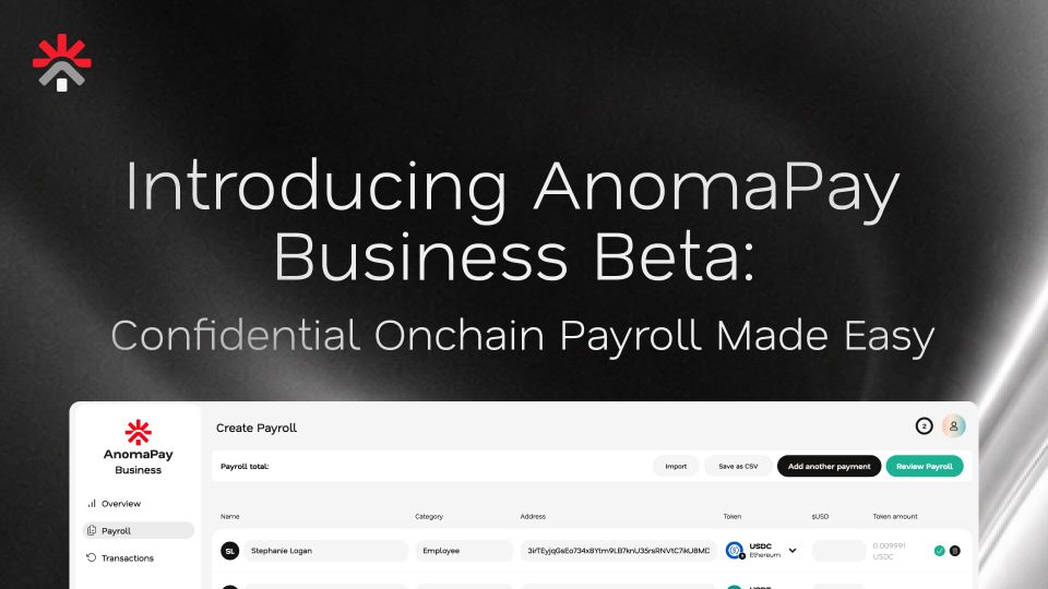 Introducing AnomaPay Business Beta: Confidential Onchain Payroll Made Easy