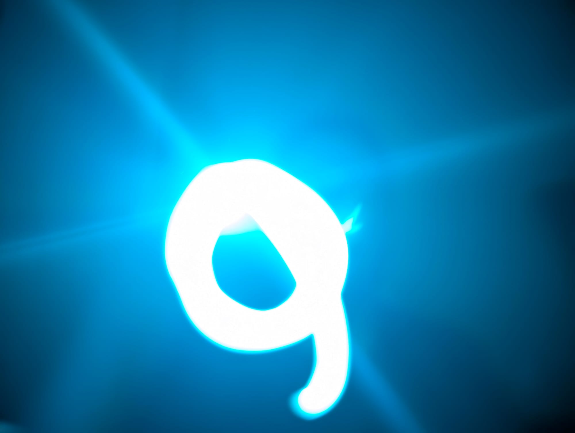 a clean, continuous squiggle of light on a blue field, manual two-second shutter