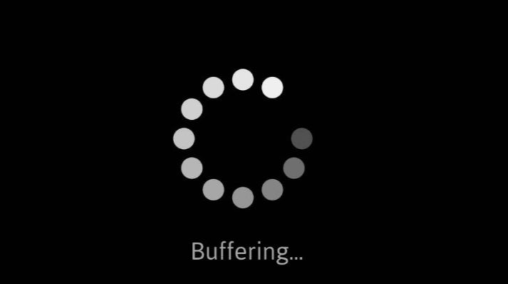 A television screen showing nothing but a grey loading spinner and the word Buffering.