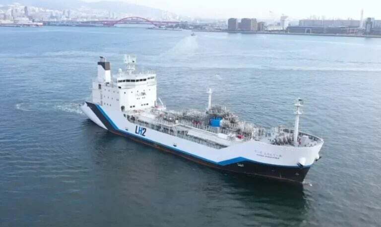 Hydrogen transport ship Suiso Frontier. Photo: KHI