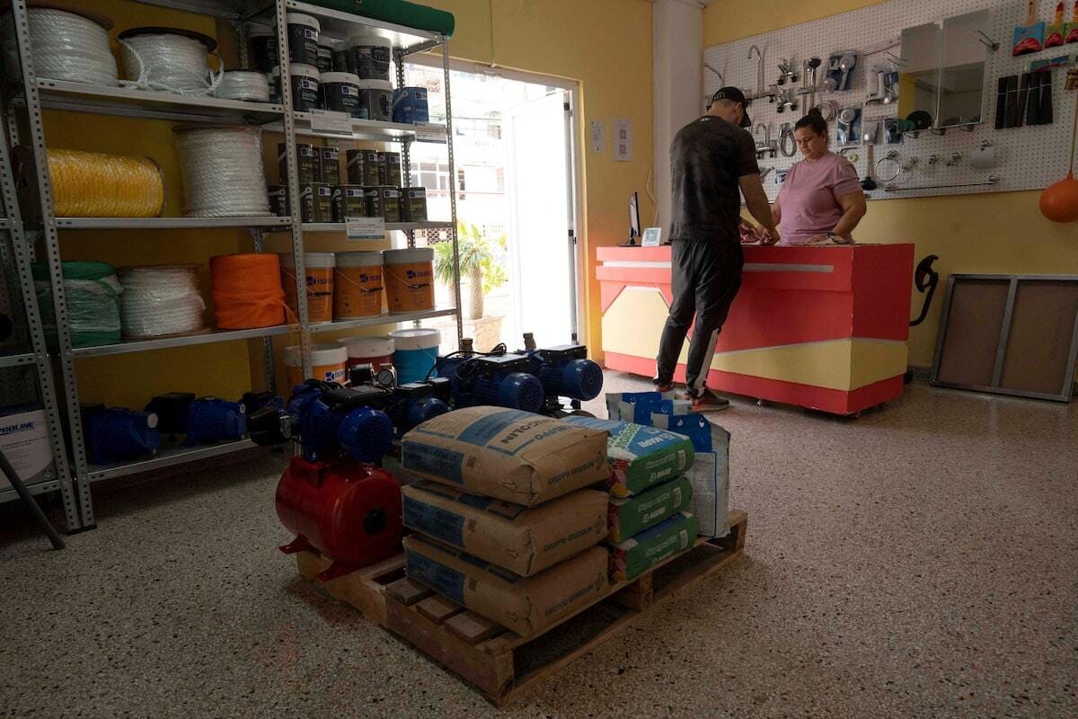 A private construction materials shop in Havana, Cuba. Photo: Alexandre Meneghini/Reuters