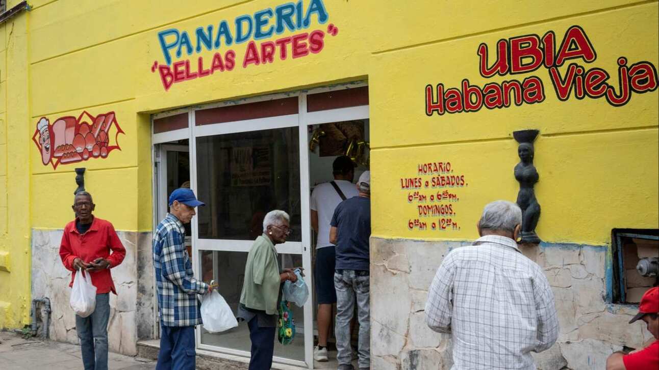People queue to buy bread at a bakery in Havana earlier this month. Photo: Yamil Lage/AFP/Getty Images