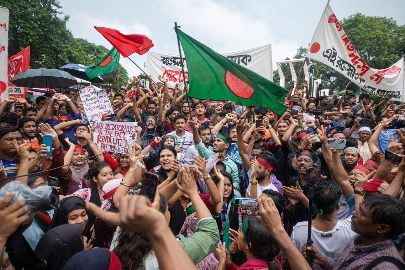 A protest in Dhaka, Bangladesh, on Friday. Photo: Rajib Dhar/AP