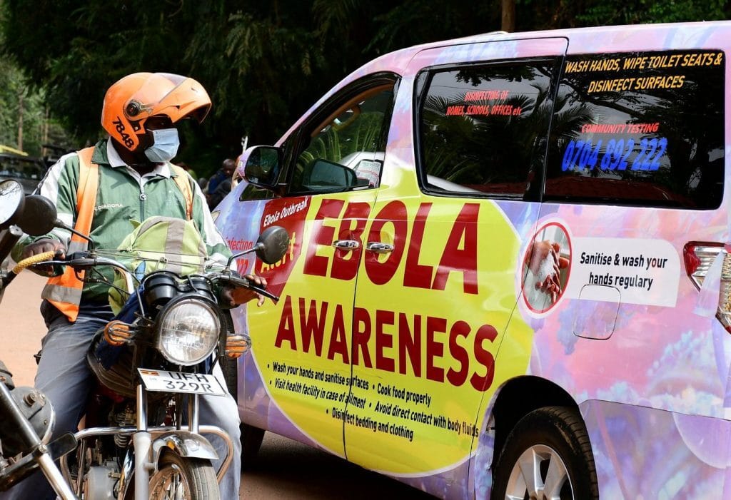 An anti-Ebola advocacy van in Kampala.&nbsp;Photo:&nbsp;Abubaker Lubowa/Reuters
