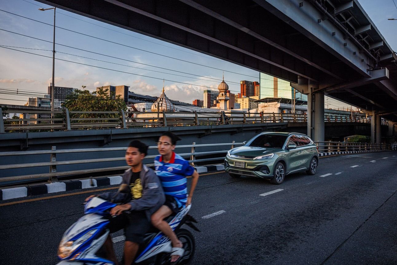 A BYD electric car in central Bangkok. Photo: Lauren DeCicca/NY Times