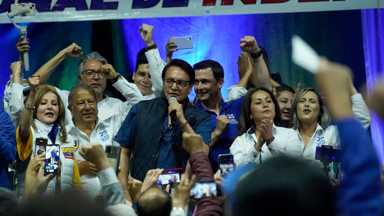 Villavicencio speaks during a campaign event before his assassination. Photo: API/AP