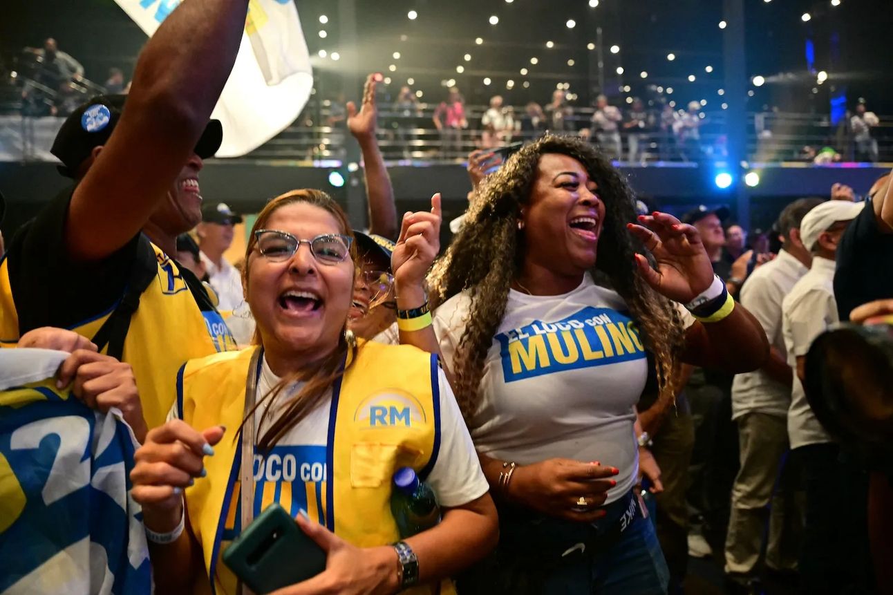 Supporters of Panama’s president-elect José Raúl Mulino celebrate his victory.&nbsp;Photo: Martin Bernetti/AFP
