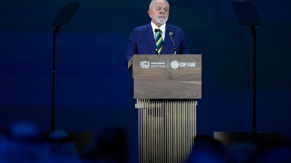 Brazil’s President Luiz Inacio Lula da Silva at the COP28 UN Climate Summit in Dubai. Photo: Rafiq Maqbool/AP