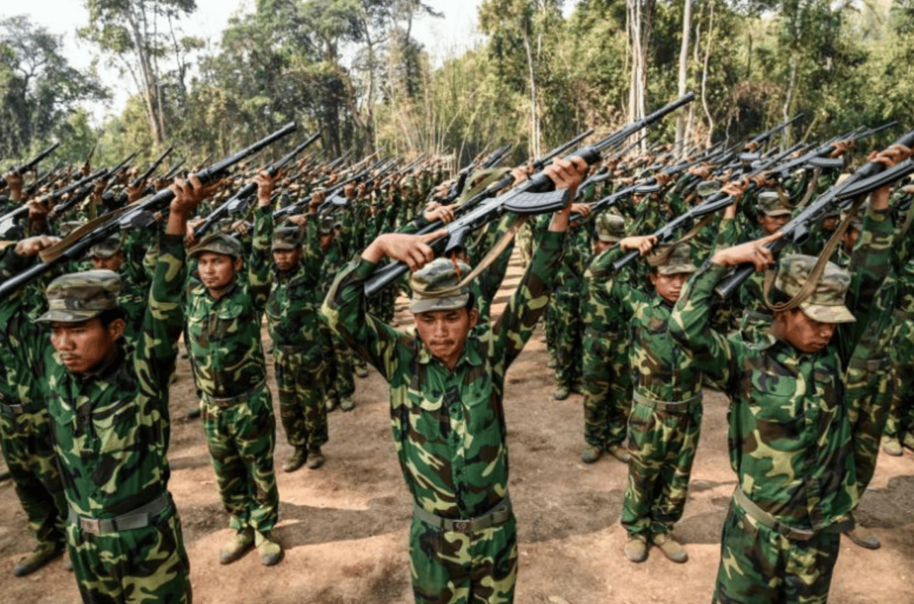 A March 2023 file photo showing members of the ethnic rebel group Ta'ang National Liberation Army at their base camp in Myanmar’s Shan state. Photo: AP