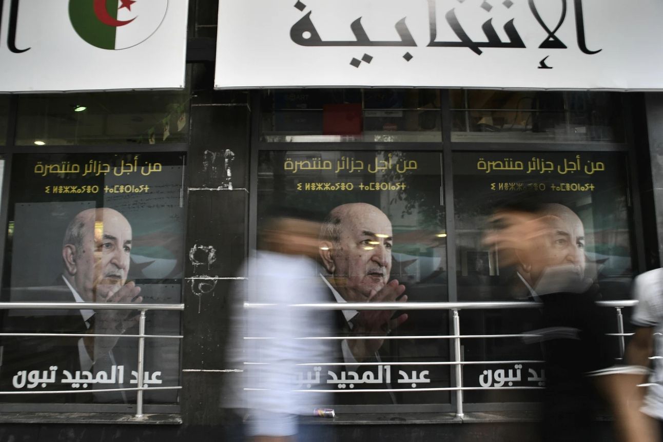 Election posters for Algerian President Abdelmadjid Tebboune. Photo: Fateh Guidoum/AP