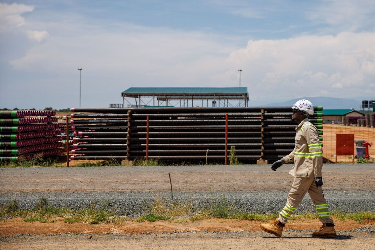 Construction at the Central Processing Facility of the East African Crude Oil Pipeline in Buliisa, Uganda. Photo: Luke Dray/Bloomberg