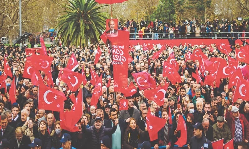Supporters of Imamoglu gathered in Istanbul on Thursday. Photo: AFP