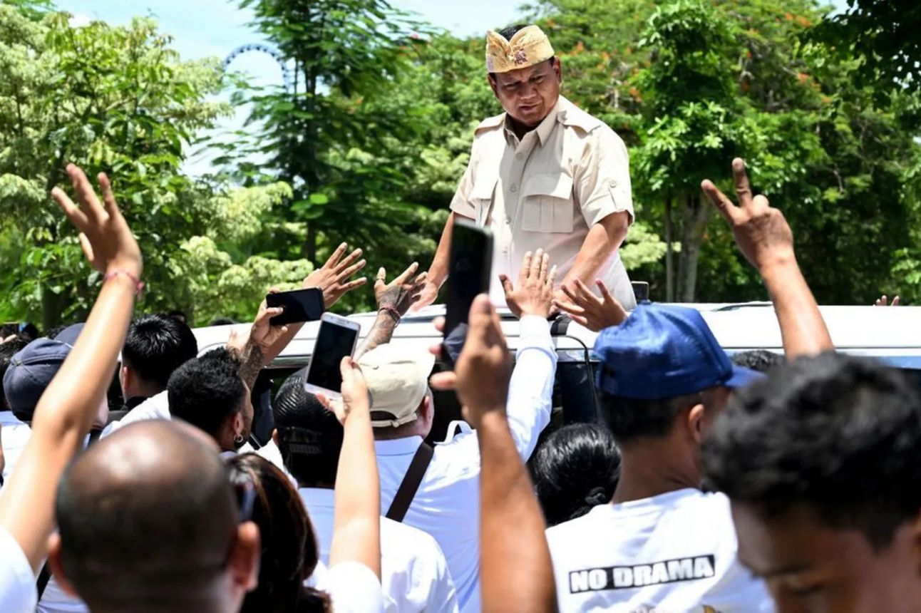 Prabowo campaigning in Bali. Photo: Getty Images