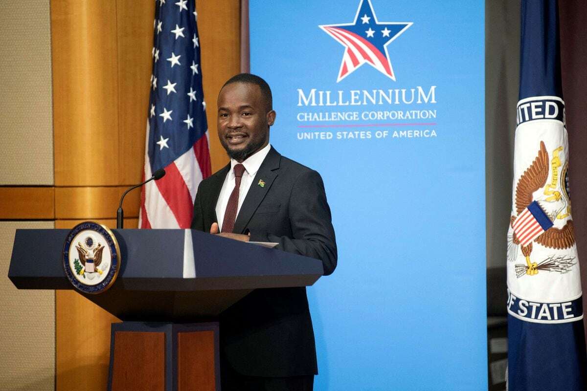 Malawi’s finance and economic affairs minister Sosten Gwengwe at the US State Department in 2022. Photo: Kevin Wolf/Reuters