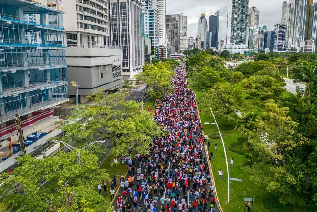 Protesters marching in Panama City on October 24. Photo: Luis Acosta/AFP via Getty Images