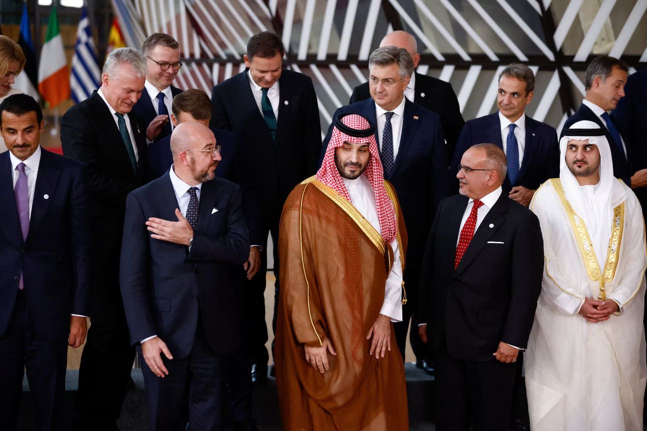 EU and GCC leaders at the summit in Brussels. Photo: Johanna Geron/Reuters