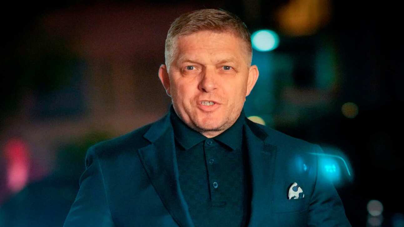 Robert Fico at his party’s headquarters after voting. Photo: Darko Bandic/AP