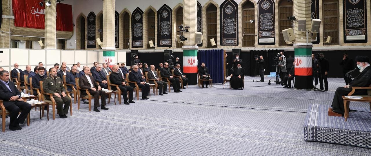 Ali Khamenei meets with President Ebrahim Raisi and members of his cabinet on August 30, 2023. Photo via Iran International
