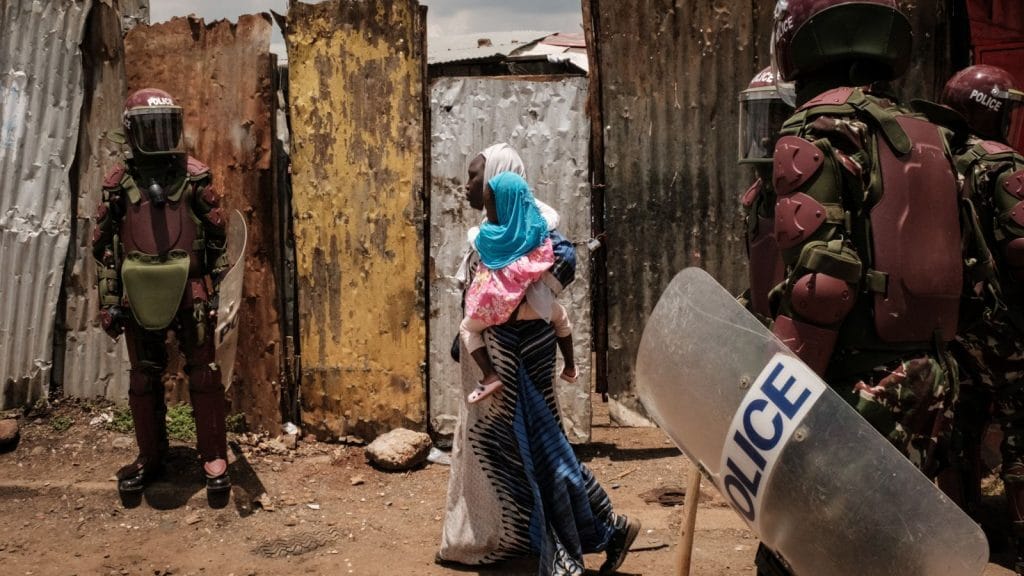 Police in Nairobi during a March rally called by opposition leader Raila Odinga. Photo: Yasuyoshi Chiba/AFP