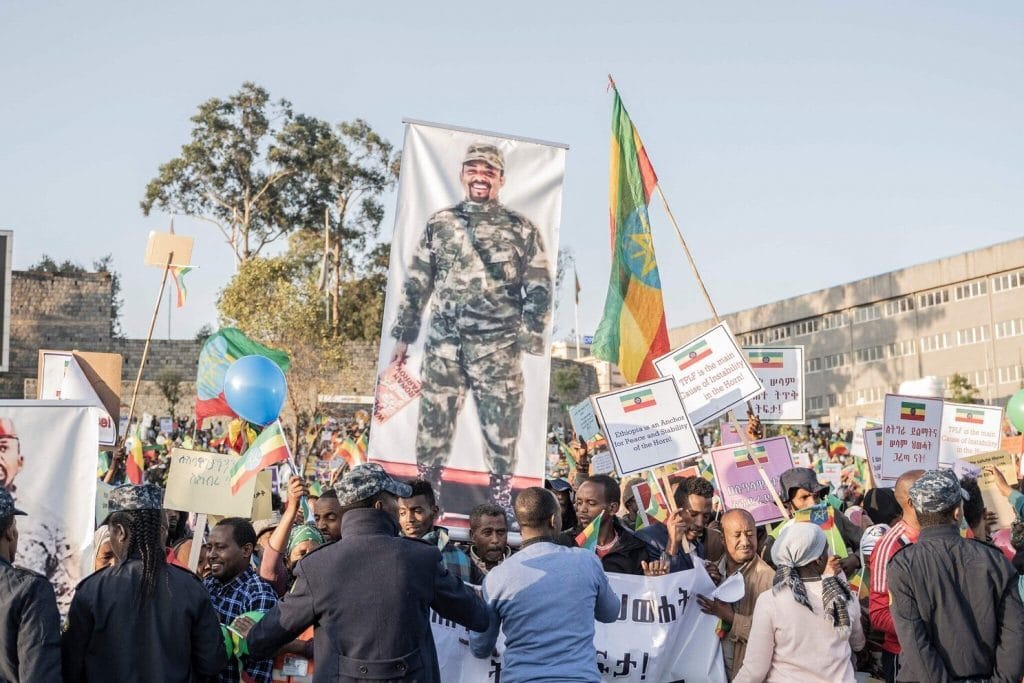 A demonstration in Addis Ababa in support of Ethiopia’s armed forces. Photo:&nbsp;Amanuel Sileshi/AFP