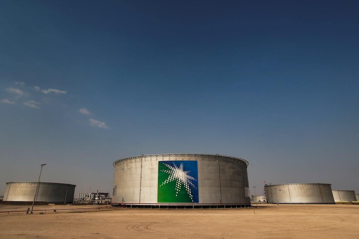 Oil tanks at Saudi Aramco oil facility in Abqaiq, Saudi Arabia. Photo: Maxim Shemetov/Reuters