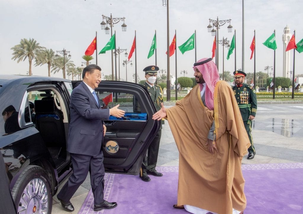 MBS with Xi Jinping in Riyadh in 2022. Photo: Saudi official photographer via Anadolu Agency/Getty Images