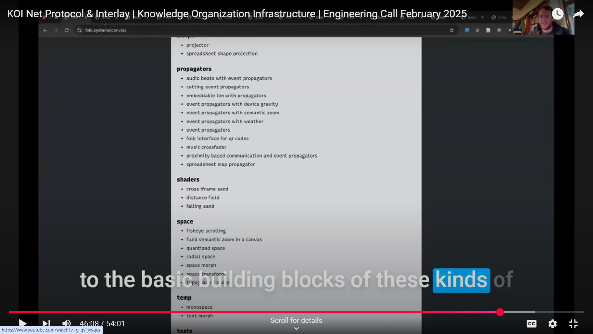 Video Screenshot showing discussion of Folk Canvas trying to strip things down to the basic building blocks