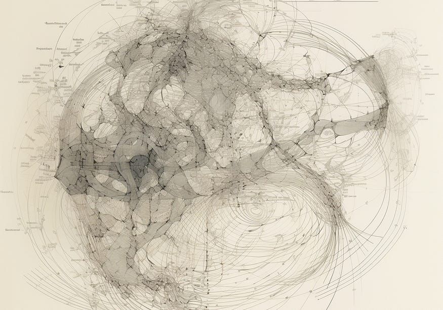 Abstract image depicting knowledge networks with possible connotations of brain and neural pathways 