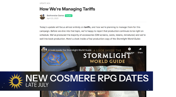 New dates on the Cosmere RPG release {Updated}